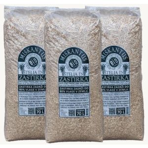 Miskantus 100 % BIO zastirka ali stelja - 70 litrov (10+ kg)/ 27 kom pal