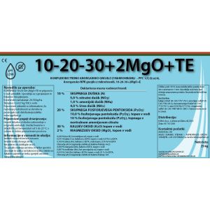 Agri -vodotopno gnojilo NPK 10-20-30+2MgO+ME 25 kg - gnojilo v prahu